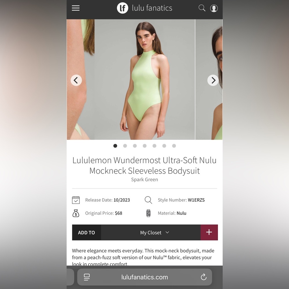 NWT Lululemon Wundermost Ultra-Soft Nulu Mockneck Sleeveless Bodysuit